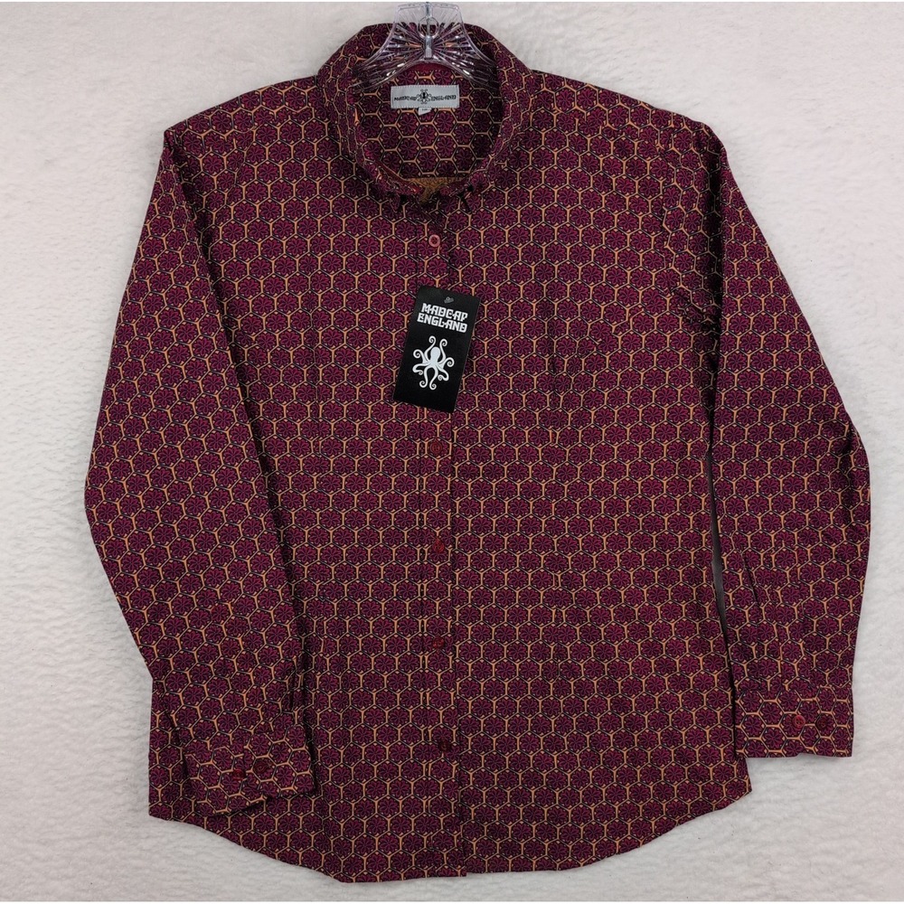 NWT MADCAP ENGLAND Retro Pattern Fitted Button Down Shirt‎ UK Size 18